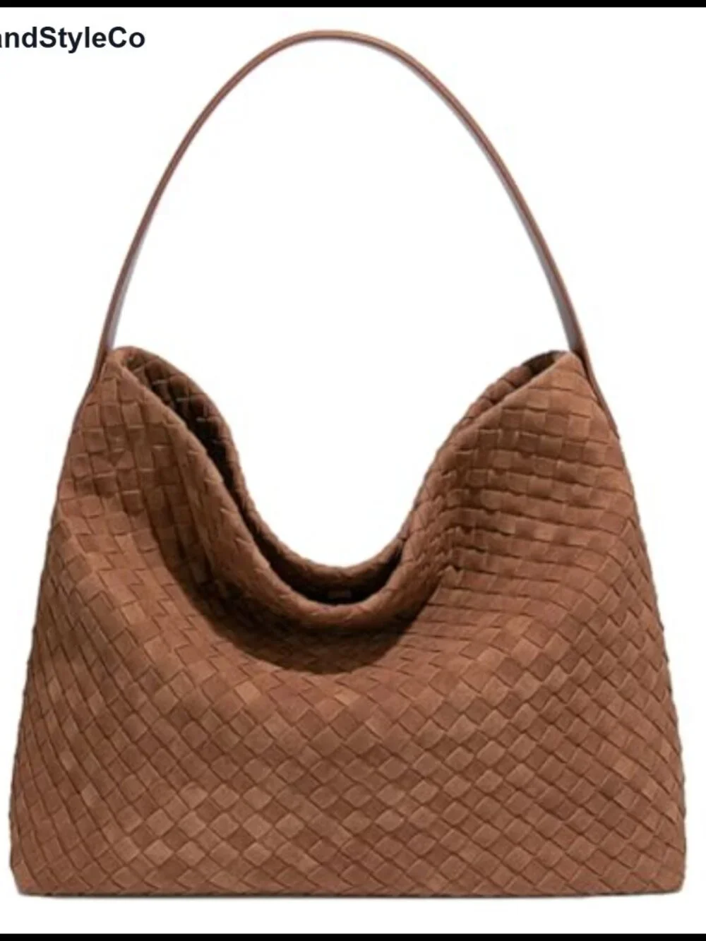 Woven Faux Suede Slouchy Hobo Bag with Detachable Strap and Buckle Closure for